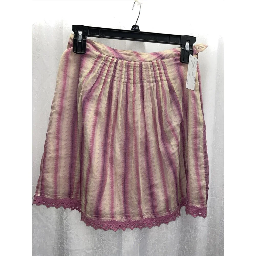 Free People Women's Skirt Lavender & Tan Pleated Size 2